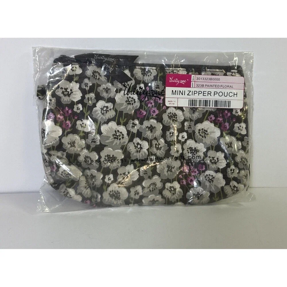 New Thirty-One Mini Zipper Pouch 323B Painted Floral